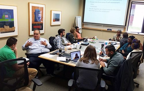 Practice Workshop with people sitting around a conference room table